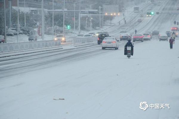 烟台鹅毛大雪纷飞，自然美景壮丽展现